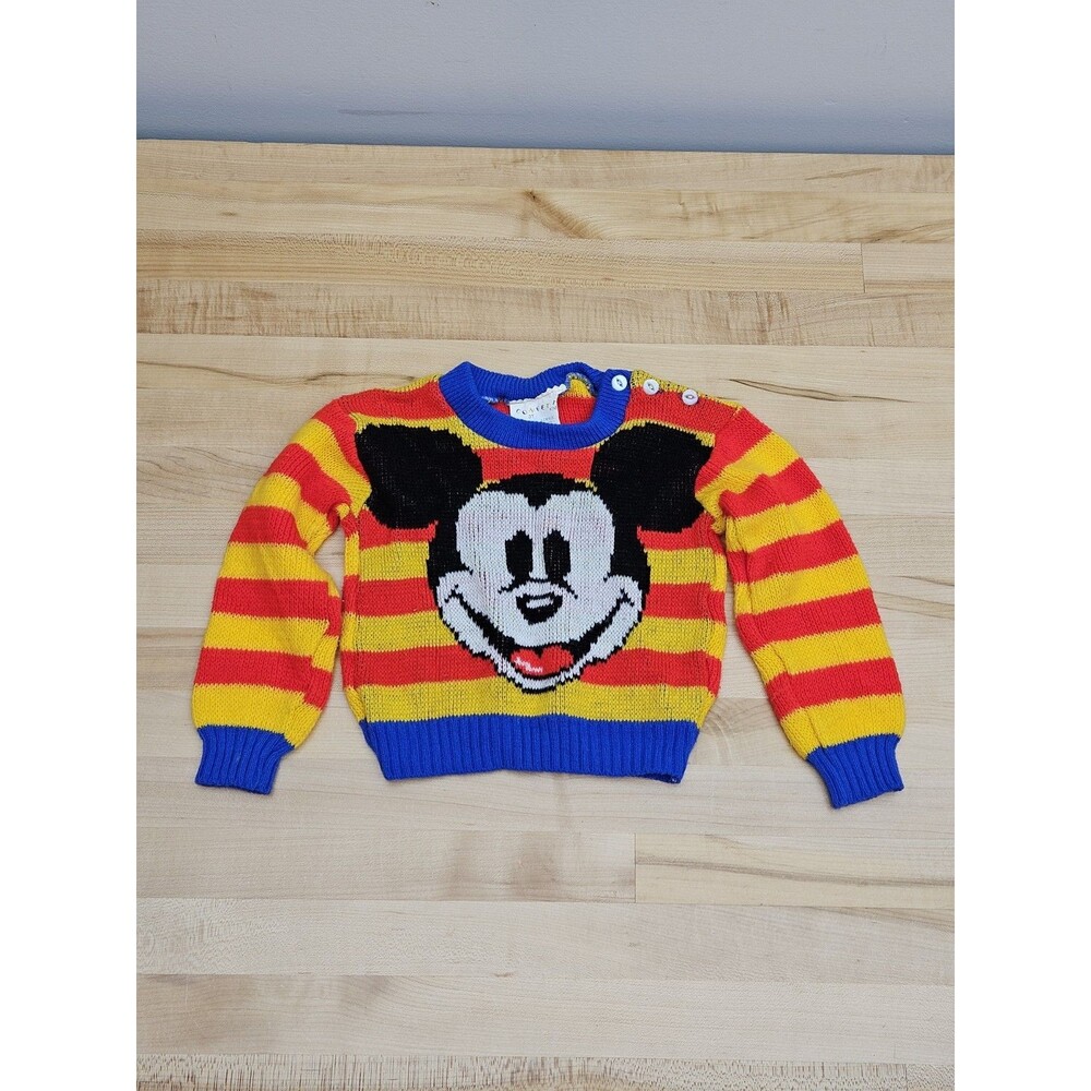 Vintage 70s 3T Mickey Mouse Cardigan Sweater Pullover Disney Baby RARE Kids